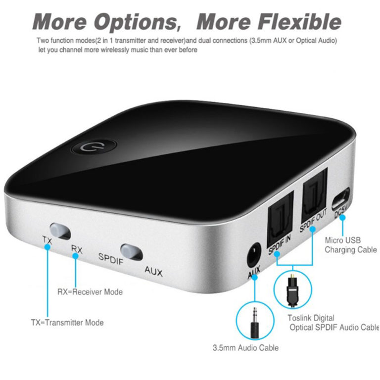 Cubetek 2 in 1 Bluetooth Transmitter & Receiver V5.0, with Digital