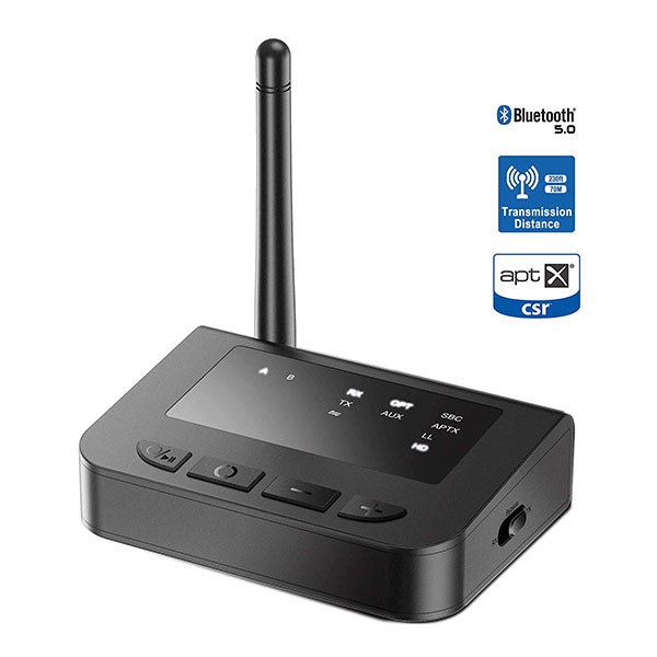 2 in 1 HiFi Wireless Bluetooth Audio Adapter with aptX Low Latency HD Sound Bluetooth 5.0 Transmitter Receiver 3.5mm AUX RCA Adapter for TV/PC/Car/Home Stereo Audio System 