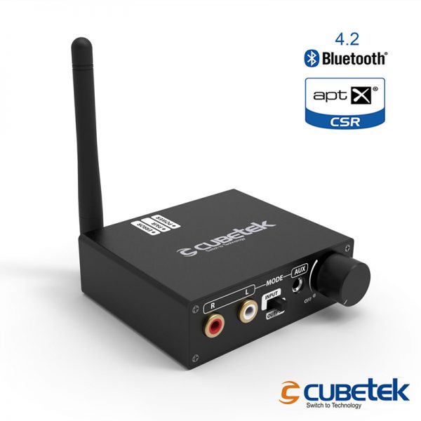 Cubetek Long Range Bluetooth Transmitter with aptX LL, DAC, Optical/ TOSLINK/SPDIF, Model: CB-DAC-A1