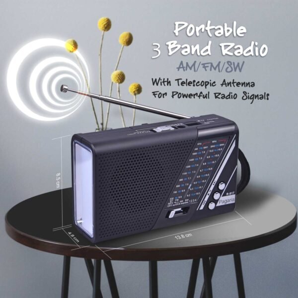 PAGARIA Portable FM/AM/SW Radio with 5 Watts Sound, Bluetooth/USB/TF ...