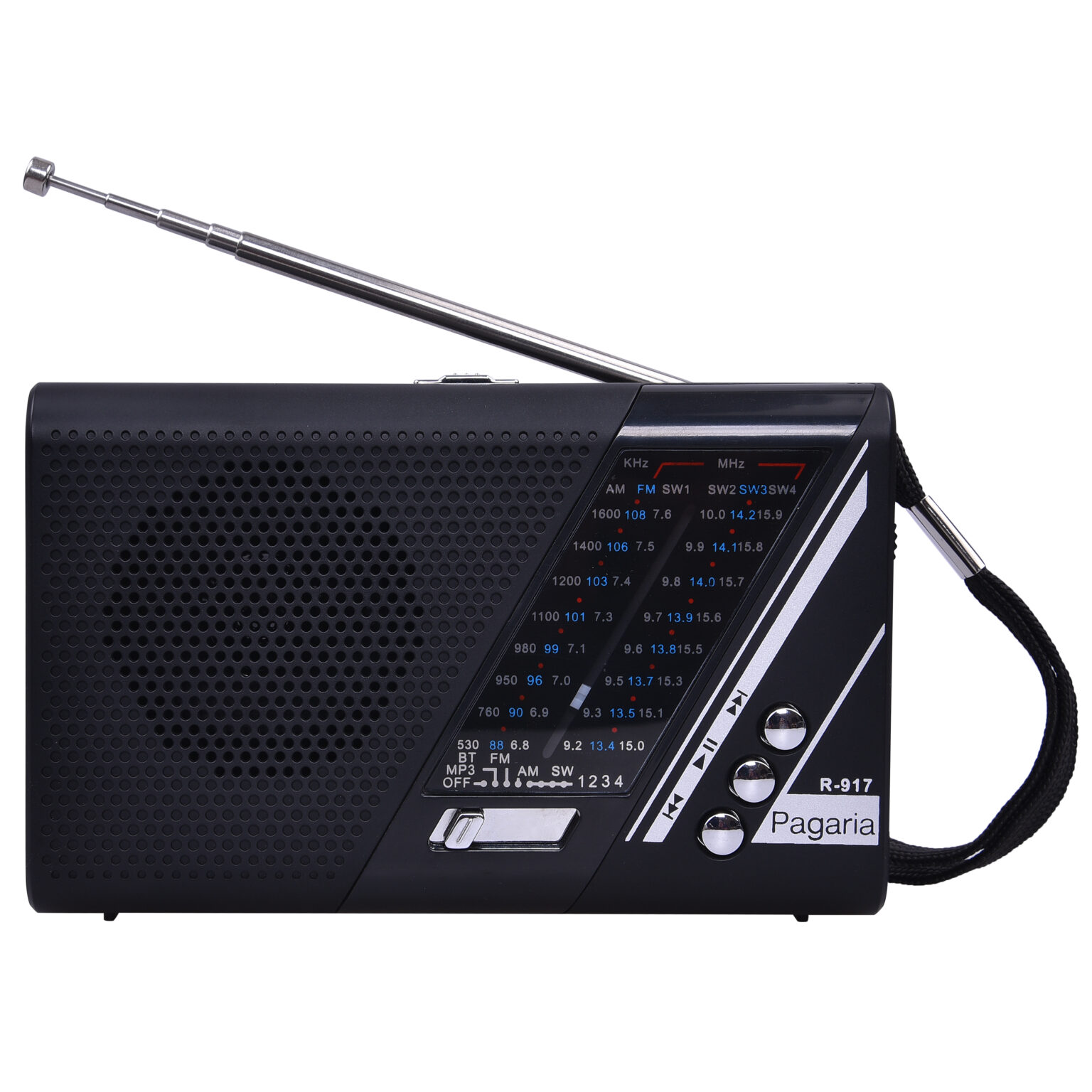 PAGARIA Portable FM/AM/SW Radio with 5 Watts Sound, Bluetooth/USB/TF