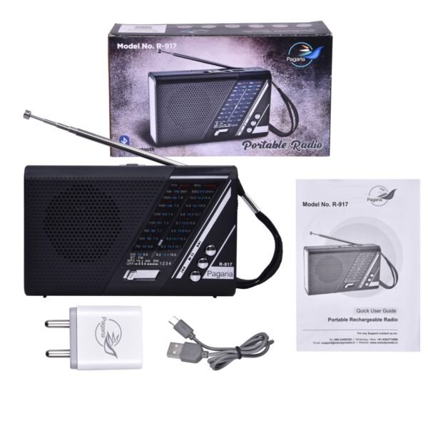 PAGARIA Portable FM/AM/SW Radio with 5 Watts Sound, Bluetooth/USB/TF ...